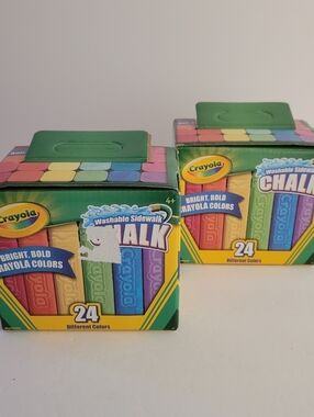 2 Boxes Crayola Sidewalk Chalk Washable 24 Count Multicolor Summer Outdoor Kids